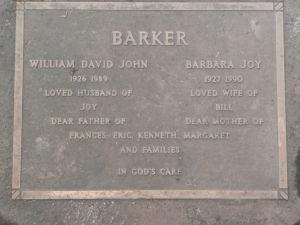 Barker, William John & Barbara Joy