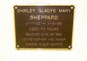 Sheppard, Mrs Shirley Gladys Mary