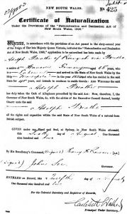 Adolph Beathe, Naturalization papers