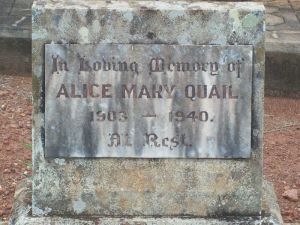 Alice Mary Quail
(Alice Mary Jessen, daughter of Andreas (Andrew) Peter Jessen and Eliza Tinkler)