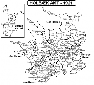 Holbæk Amt Denmark. Map by Svend-Erik Christiansen. 