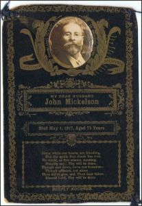 Rememberance Card for John Michelson