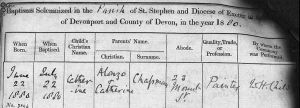 Catherine Chapman, Baptism, 22nd July 1880 Devon
