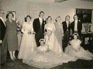Wedding day of Alan Ian Simpson and Teresa Mary Lilley, 2 April 1959