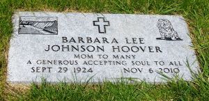 Barbara Lee Johnson Hoover , death, 6 Nov 2010