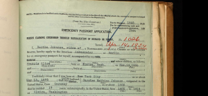 Bertha Johnson, widow of Carsten  Mathias Johnson, Passport Application, 14 Apr 1924  