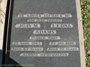 John M. and Isabella Edna Adams