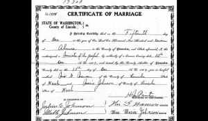 Nis Godber Nansen  and Marie Johnson, marriage,  12 Dec 1907